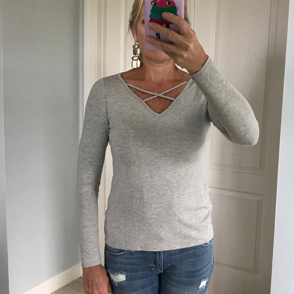 Light Grey Long Sleeve Top - Picture 3 of 7